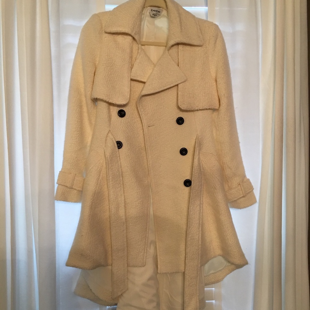 Bebe high low cream coat
